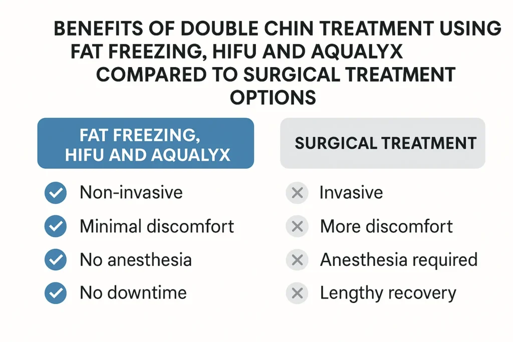 Graphic about the benefits of double chin treatment Eastbourne - from LA LIPO